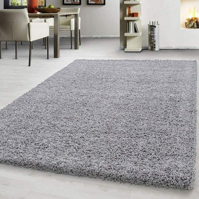 EXTRA THICK HEAVY 5CM PILE SOFT SHAGGY RUGS MODERN AREA RUGS BEDROOM HALL RUGS (Light Grey, 80 x 150cm)