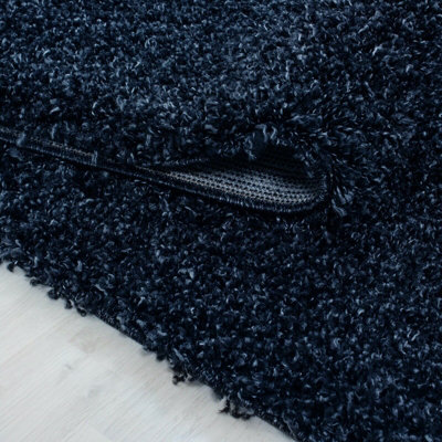 EXTRA THICK HEAVY 5CM PILE SOFT SHAGGY RUGS MODERN AREA RUGS BEDROOM HALL RUGS (Navy Blue, 120 x 170cm)