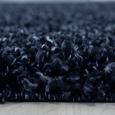EXTRA THICK HEAVY 5CM PILE SOFT SHAGGY RUGS MODERN AREA RUGS BEDROOM HALL RUGS (Navy Blue, 60 x 110cm)