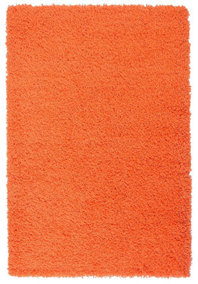 EXTRA THICK HEAVY 5CM PILE SOFT SHAGGY RUGS MODERN AREA RUGS BEDROOM HALL RUGS (Orange, 120 x 170cm)