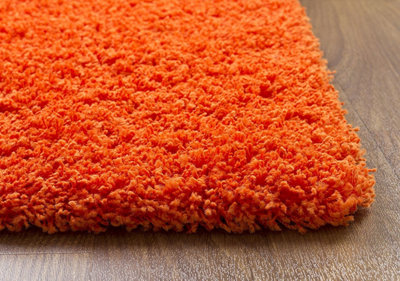 EXTRA THICK HEAVY 5CM PILE SOFT SHAGGY RUGS MODERN AREA RUGS BEDROOM HALL RUGS (Orange, 120 x 170cm)
