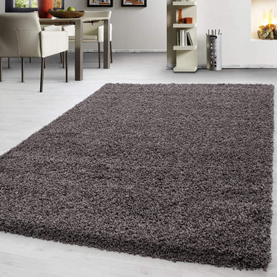 EXTRA THICK HEAVY 5CM PILE SOFT SHAGGY RUGS MODERN AREA RUGS BEDROOM HALL RUGS (Taupe, 120 x 170cm)