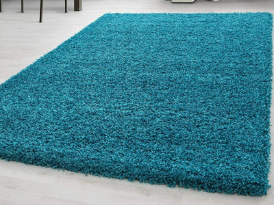 EXTRA THICK HEAVY 5CM PILE SOFT SHAGGY RUGS MODERN AREA RUGS BEDROOM HALL RUGS (Teal Blue, 120 x 170cm)