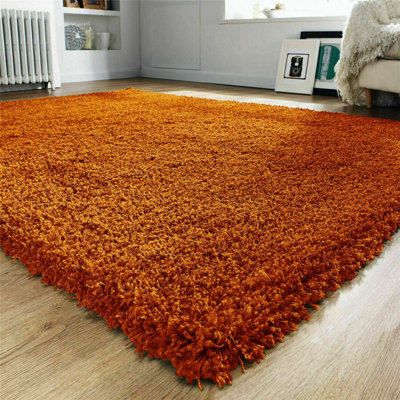 EXTRA THICK HEAVY 5CM PILE SOFT SHAGGY RUGS MODERN AREA RUGS BEDROOM HALL RUGS (Terracota, 120 x 170cm)