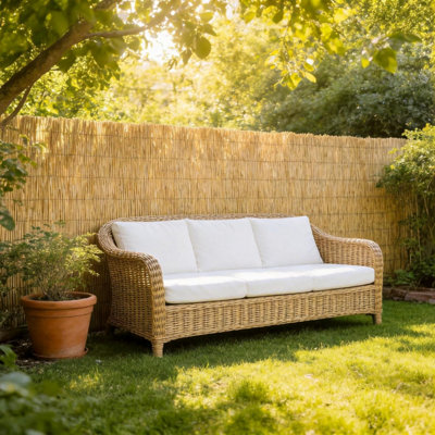 Extra Thick Natural Bamboo Peeled Reed Fence Panel 1.8m x 3m Garden ...