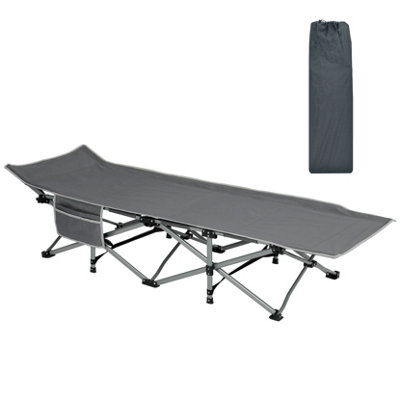 Extra-wide Camping Cot for Adults, Portable Camping Bed for Outdoor Travel with Carry Bag, Grey