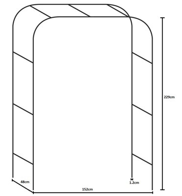 Extra Wide Metal Garden Arch - H229cm W152cm D48cm