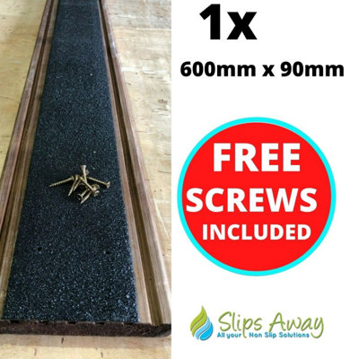 Extra Wide Non Slip Decking Strips GRP Heavy Duty Pro Grade  - 1x BLACK 600mm x 90mm