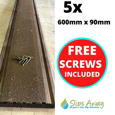 Extra Wide Non Slip Decking Strips GRP Heavy Duty Pro Grade 90mm - BROWN