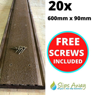 Extra Wide Non Slip Decking Strips GRP Heavy Duty Pro Grade 90mm - BROWN