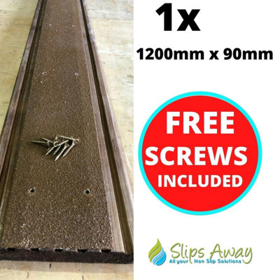 Extra Wide Non Slip Decking Strips GRP Heavy Duty Pro Grade 90mm - BROWN