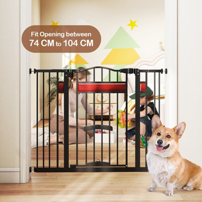 Extra Wide Pet Gate No Drill Dual Locks 76cm Tall Metal Dog Gate
