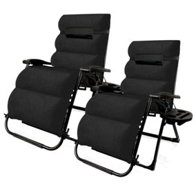 Extra Wide Rosewood Gravity Recliner Chair - Black x2