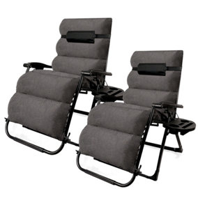 Extra Wide Rosewood Gravity Recliner Chair - Grey x2