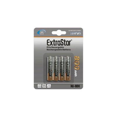 ExtraStar 1.2V 800mAh Ni-MH Rechargeable AAA Batteries, 4 Pack