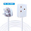 Extrastar 1 Way 13A Extension Leads with Cable 3G1.25, 3M, White