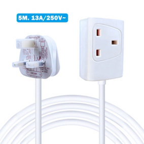 Extrastar 1 Way 13A Extension Leads with Cable 3G1.25, 5M, White