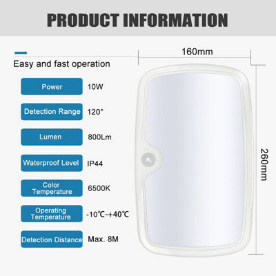 ExtraStar 10W LED Multi-use Infrared Sensor Light, Daylight