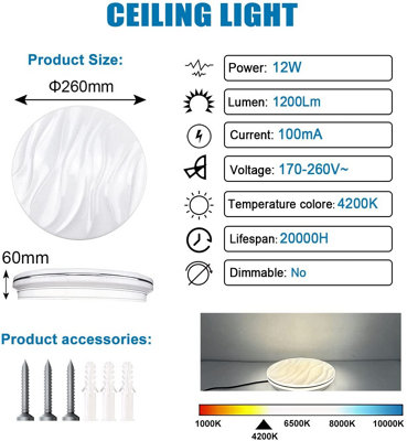 Extrastar 12W LED Integrated Flush Light Ceiling Light Netural white 26cm