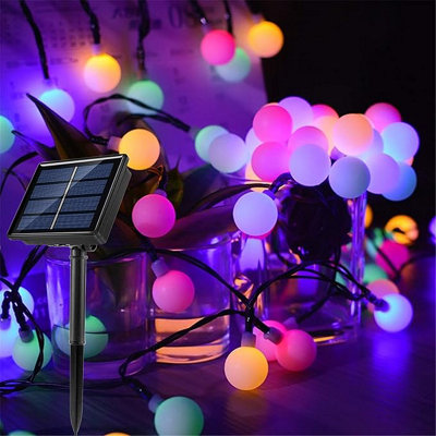 Extrastar 15 Metres Solar Waterproof Globe Outdoor Garden Christmas String Lights RGB IP44 (100 Bulbs)