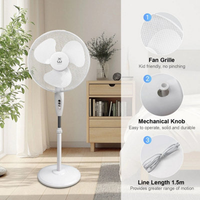 Ventilateur Sur Pied De 16 Pouces à 3 Vitesses Et éclairage