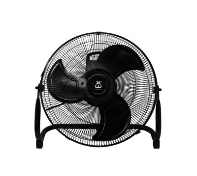 ExtraStar 16" High Velocity 4 Speed Metal Floor Fan, Onyx Black