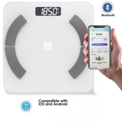ExtraStar 17 in Bluetooth Smart Bathroom Body Scales, White