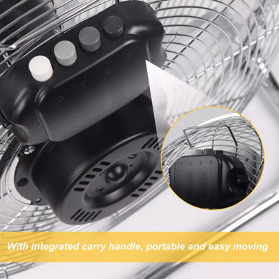 ExtraStar 18" High Velocity 3 Speed Chrome Metal Floor Fan