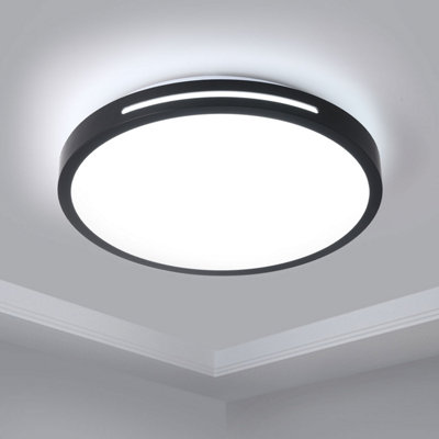 ExtraStar 18W 300mm LED Daylight Flush Ceiling Light, Black