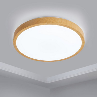 ExtraStar 18W 300mm LED Daylight Flush Ceiling Light, Wood Effect