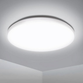 Extrastar 18W LED round Surface Mount Integrated Ceiling Light Flush Light cold white, bathroom waterproof, IP54
