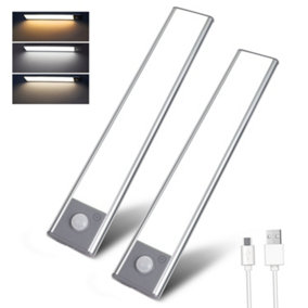 Extrastar 1W Smart Sensor Wardrobe Cabinet Light, USB Rechargable, tri-tone temperature , Pack of 2