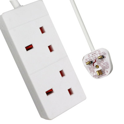 ExtraStar 2 Gang 13A Extension Lead, 1m, White