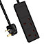 Extrastar 2 Gang Indicator Side Switched Extension Lead 2 M Black, 13A