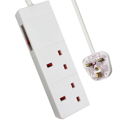 ExtraStar 2 Gang Indicator Side Switched Extension Lead 2M, 13A