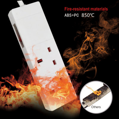 ExtraStar 2 Gang Indicator Side Switched Extension Lead 2M, 13A