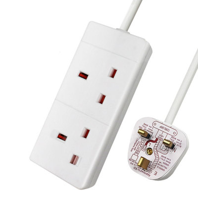 ExtraStar 2 Way Extension Leads 2M white 13A