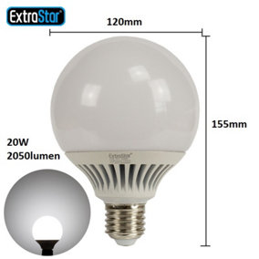 Extrastar 20W LED G120 Ball Bulb, E27 6500K