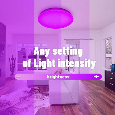 ExtraStar 20W Smart WiFi LED Integrated Flush Ceiling Light, RGB 256mm ...