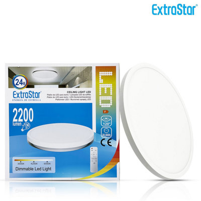 ExtraStar 24W 290mm Ultra Slim Dimmable LED Remote Control Flush ...