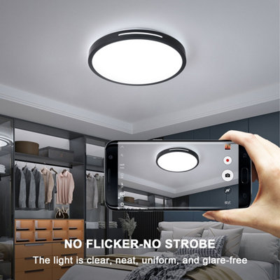 ExtraStar 24W 340mm LED Daylight Flush Ceiling Light, Black