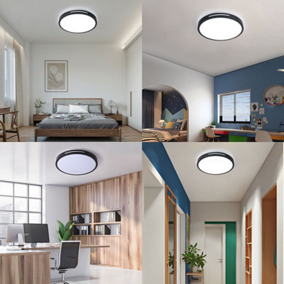 ExtraStar 24W 340mm LED Daylight Flush Ceiling Light, Black