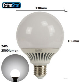Extrastar 24W LED G130 Ball Bulb, E27 6500K