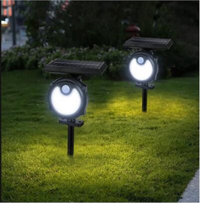 Extrastar 3.7W LED Solar Wall Lamp outdoor Garden Spike Floodlight PIR Sensor, 6500K, IP44