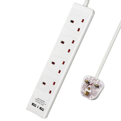 ExtraStar 4 Gang built-in USB Extension Lead 3M, 13A