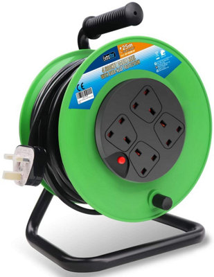 ExtraStar 4 Gang Heavy-Duty 13A 25M indoor and outdoor Cable Reel, Thermal overload protection