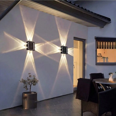 ExtraStar 4 Way LED Solar Wall Sconce Light, Warm White
