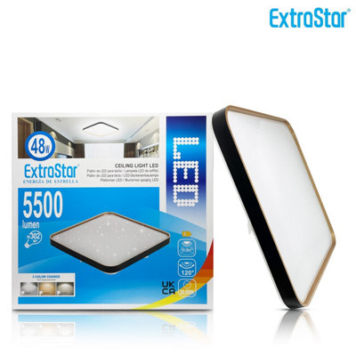Extrastar 48W LED Square Ceiling Light CCT Tri-tone 3000k-6500k, 5500 Lumen, black edge