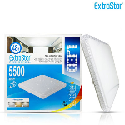 Extrastar 48W LED Square Ceiling Light CCT Tri-tone 3000k-6500k, 5500 Lumen