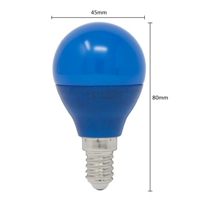 Extrastar 4W Blue LED Golf Ball Modern Coloured Light Bulb E14